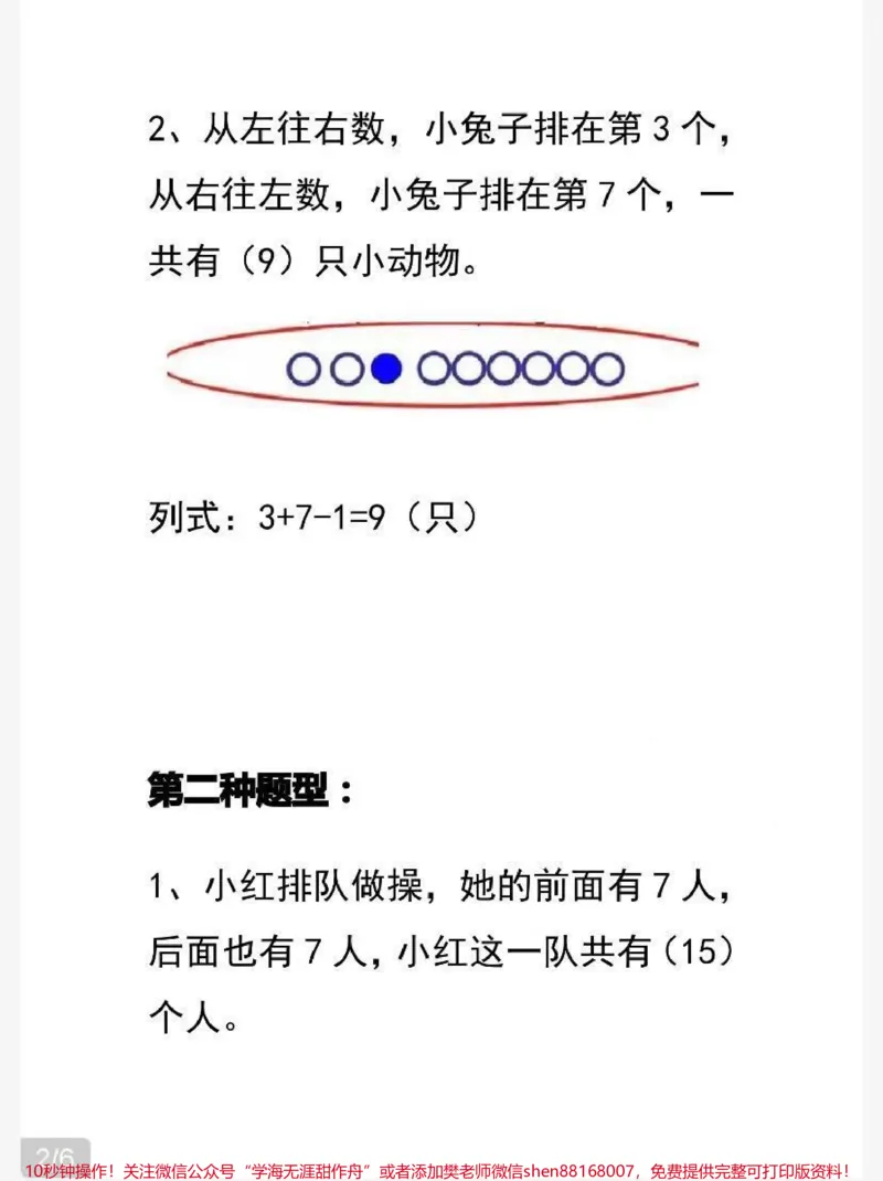《一年级上册数学易错《排队问题》专项练习》第4页预览