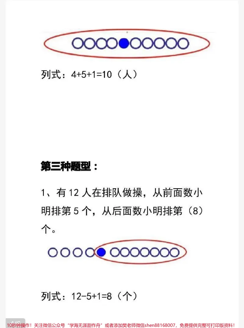 《一年级上册数学易错《排队问题》专项练习》第6页预览