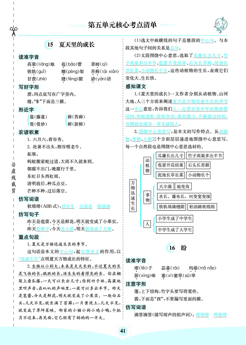《六（上）语文第五单元核心考点清单_6年级上册同步教辅_6上语文_六上语文核心考点》第1页预览