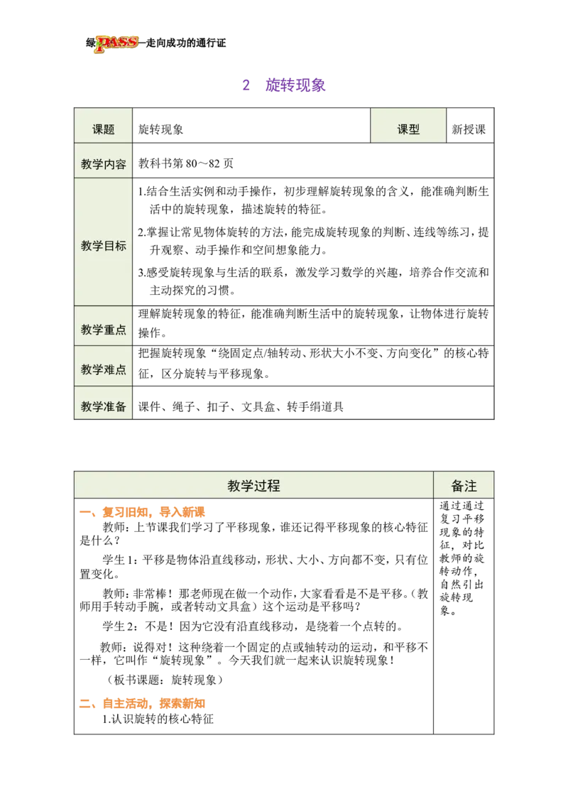 《2旋转现象_26春小学语数英道科各版本《课件+教案》_26春各版本数学《课件+教案》1-6年级下册_26春西师大版数学1-6年级下册教案课件PPT_西师大版数学三年级下册教案课件（26春）》第1页预览