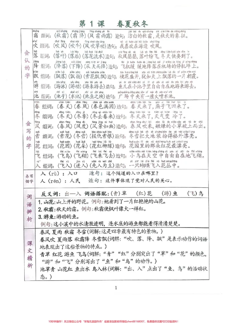 《一下语文知识点清单来啦！#一年级语文#一年级重点知识归纳》第2页预览