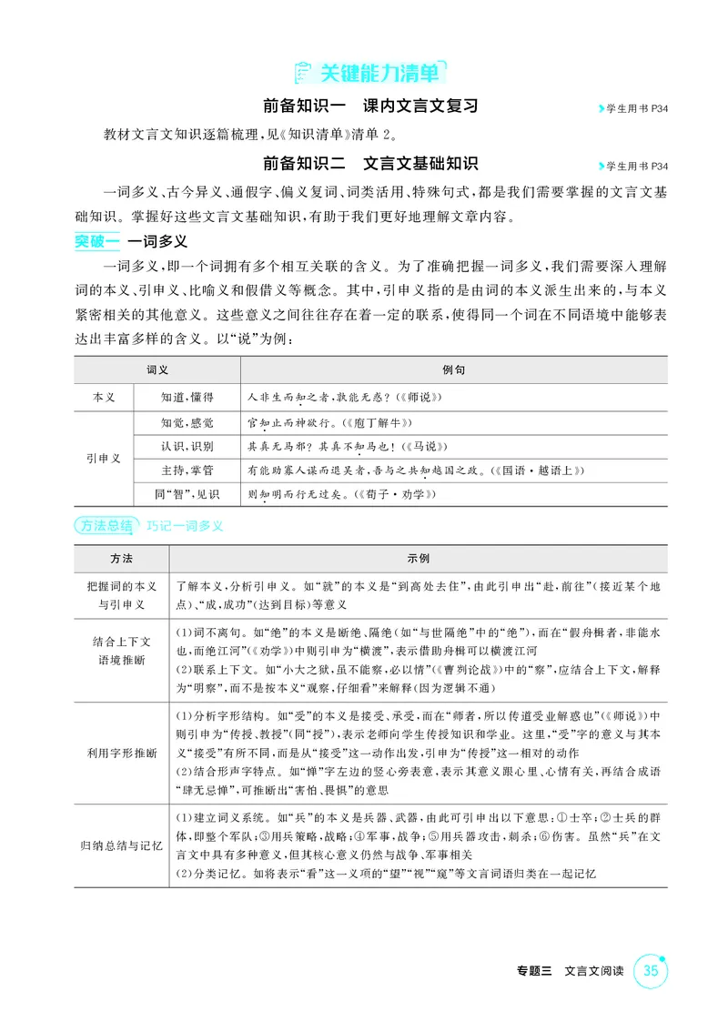 《1_专题三　文言文阅读_2026版教学资源包_202653高考总复习A版_北京版_2026版.北京版.高考总复习.语文.5·3A版_专题三文言文阅读_2_精讲册PDF》第3页预览