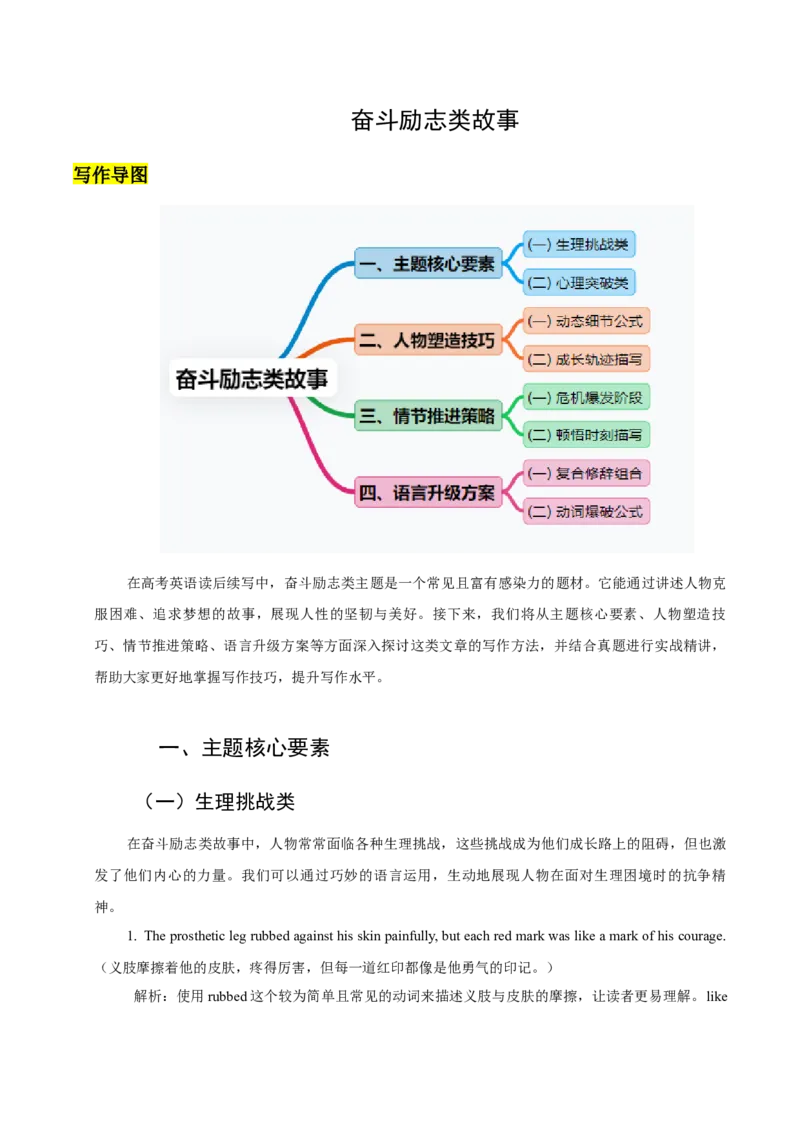 《18奋斗励志类（解析版）_英语(2)_专项复习_2025年_2025年新高考英语读后续写主题分类突破》第1页预览