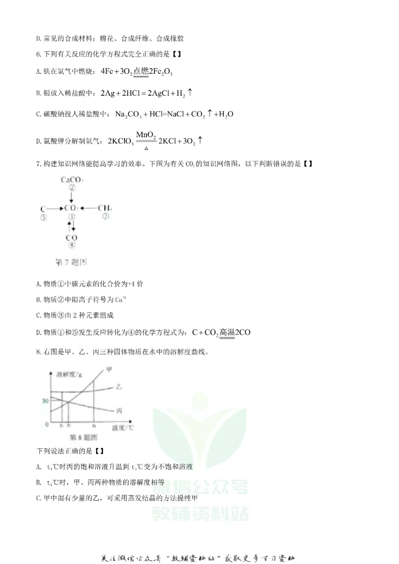 《2020四川眉山中考化学真题及答案_初高中资料库_初中资料库（转存避免链接过期失效）_初中化学》第2页预览
