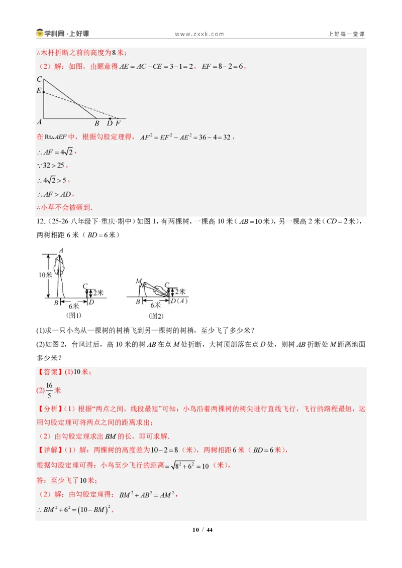 《专题03勾股定理的应用(专项训练)(解析版)_2026秋初中教辅合集_2027学科网&_2027新《8上数学•同步备课资料合集》(新教材北师大)_2027新《8上数学•专项训练》(新教材北师)》第10页预览
