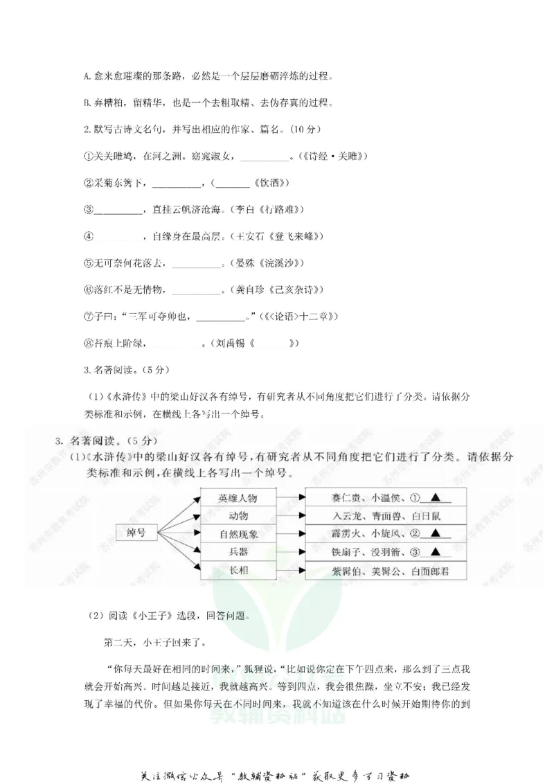 《2019江苏省苏州市中考语文真题及答案_初高中资料库_初中资料库（转存避免链接过期失效）_初中语文》第2页预览