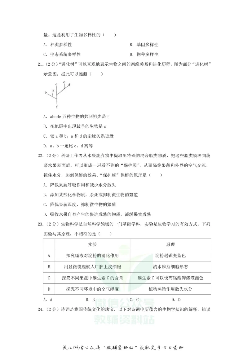 《2019山东省东营市中考生物真题及答案_初高中资料库_初中资料库（转存避免链接过期失效）_初中生物》第6页预览