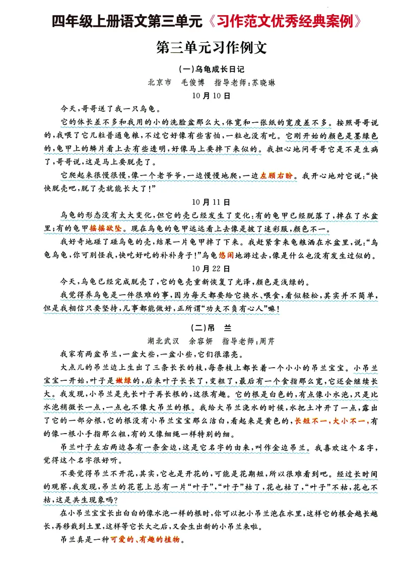 《四年级上册语文1-8单元《习作思维提纲重点提示优秀经典范文》_4年级上册同步教辅_4上-语文_四上语文作文》第6页预览