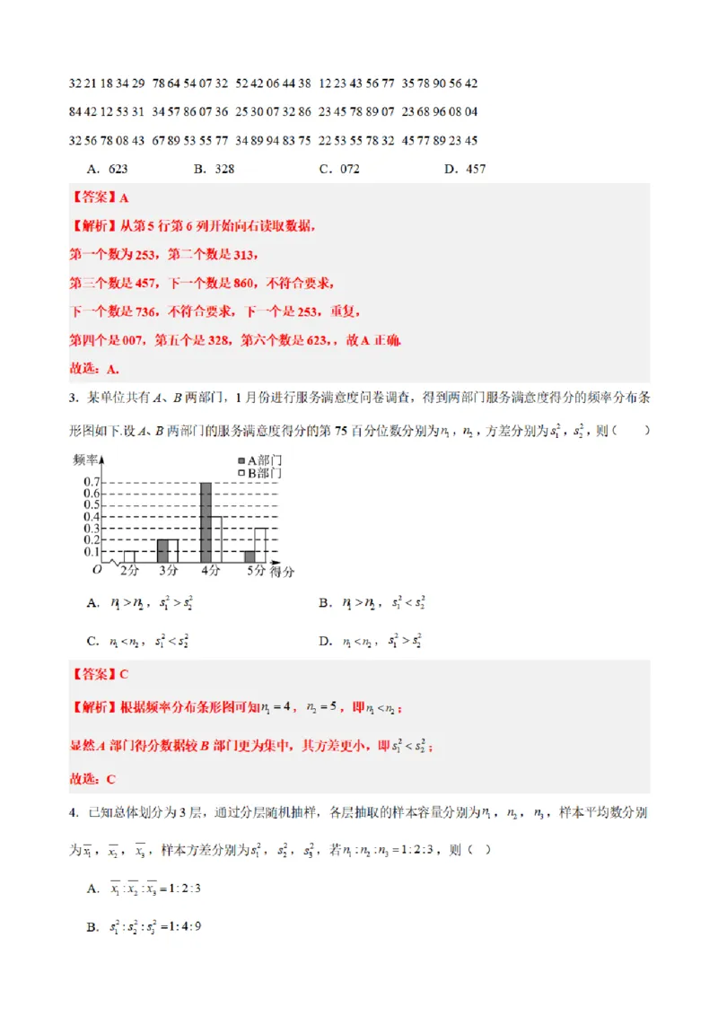 《9.10统计章末复习卷（二）（解析版）(1)_2026版高中《二三轮复习+冲刺复习》_统计PDF_单独的原卷+解析版》第2页预览