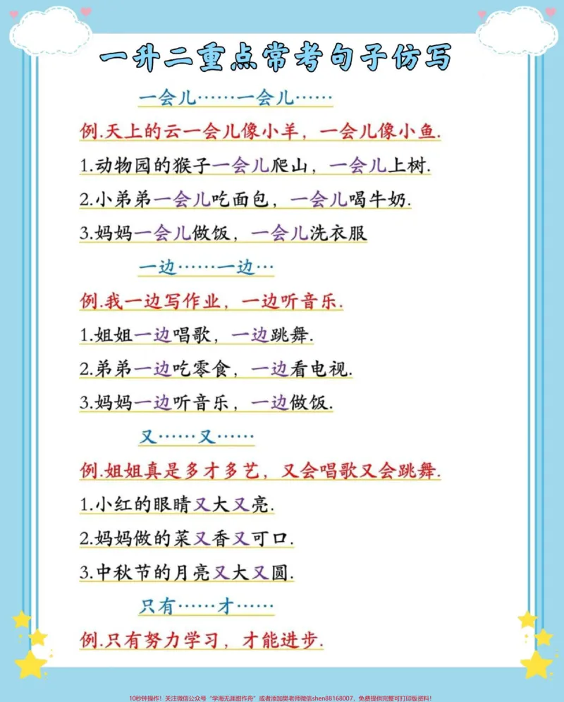 《一升二重点常考句子仿写。#暑假预习#语文#一升二#句子仿写#仿写句子》第2页预览