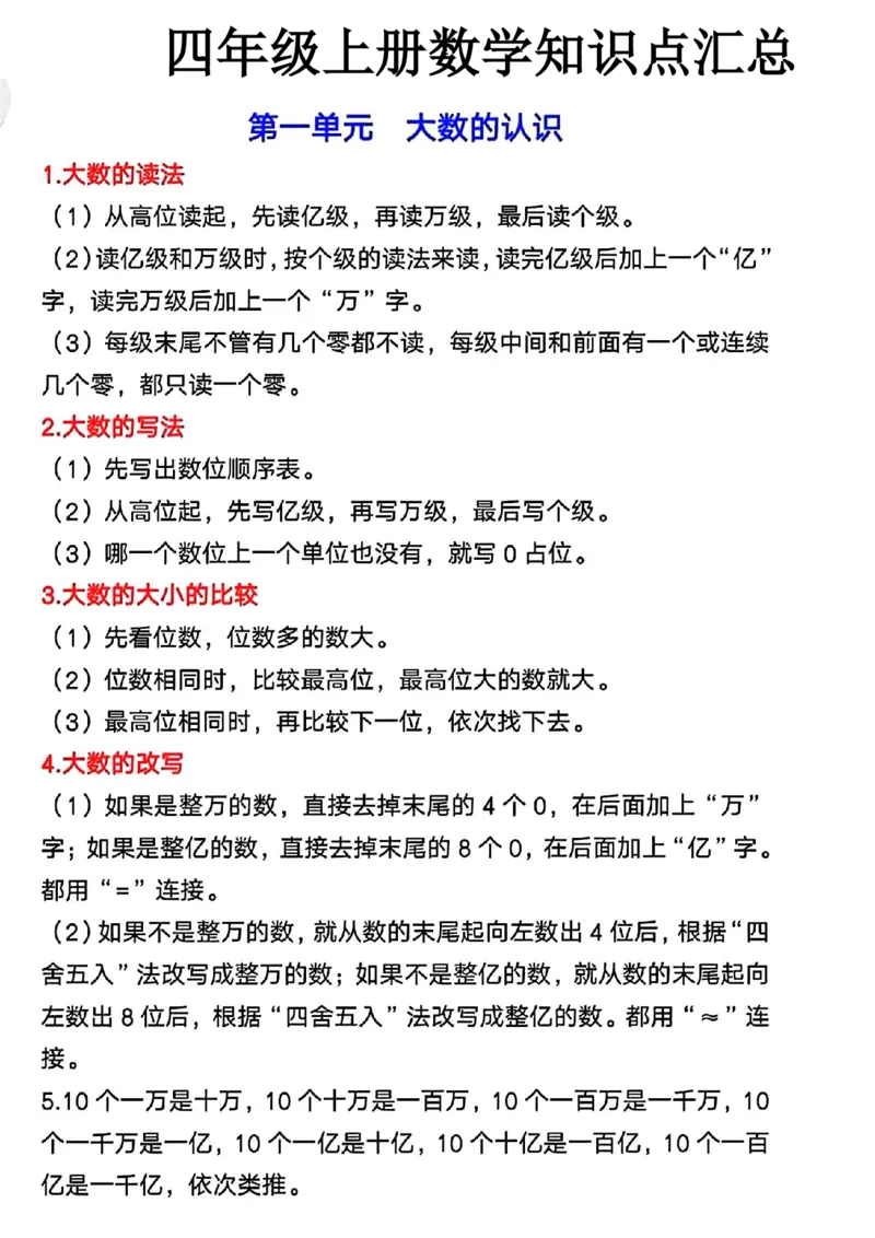 《四年级上册数学知识点_4年级上册同步教辅_4上数学_四上数学通用重点必背＋专项》第1页预览