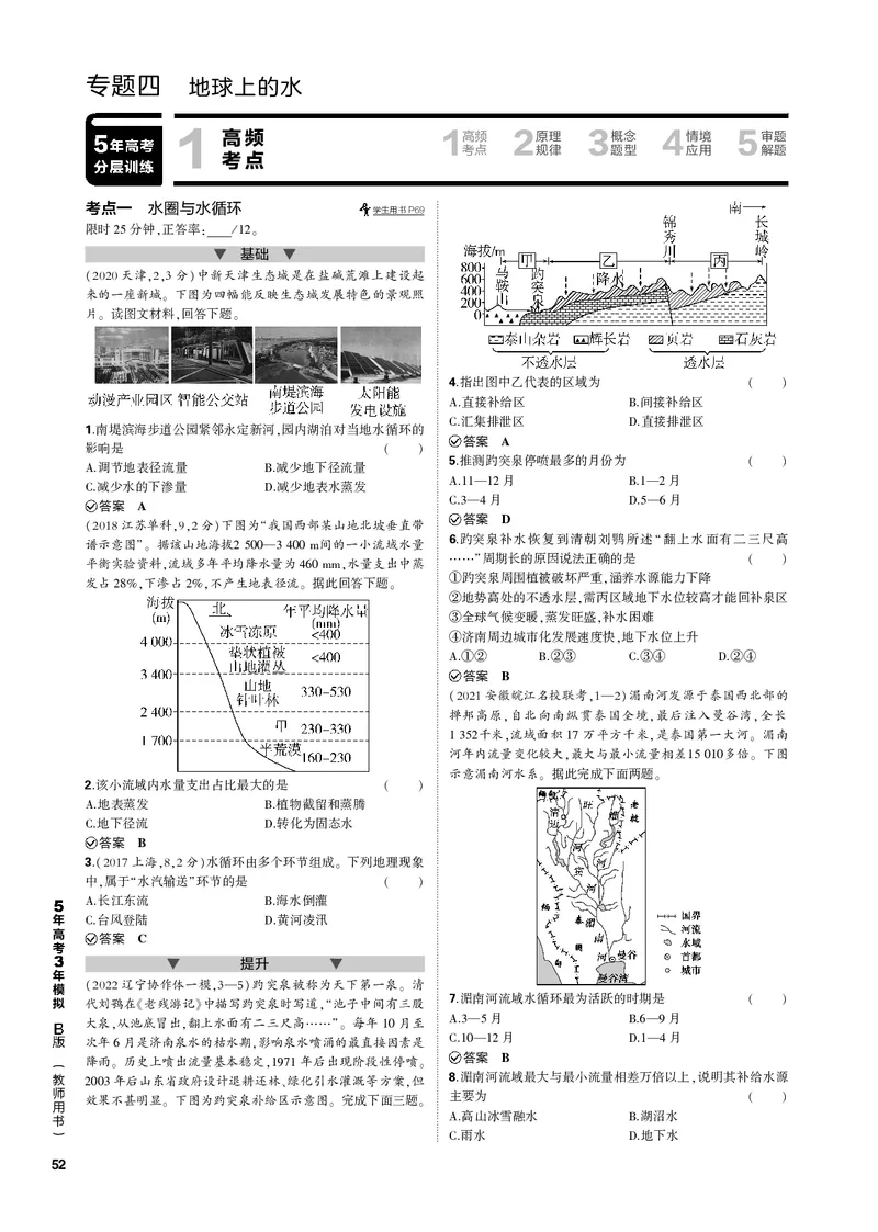 《1_专题四地球上的水（PDF版）_2023版教学资源包_2023版新高考新教材版选考总复习地理5·3B版_4_专题四地球上的水_2_专题四地球上的水（专题PDF）_1_专题电子书》第1页预览