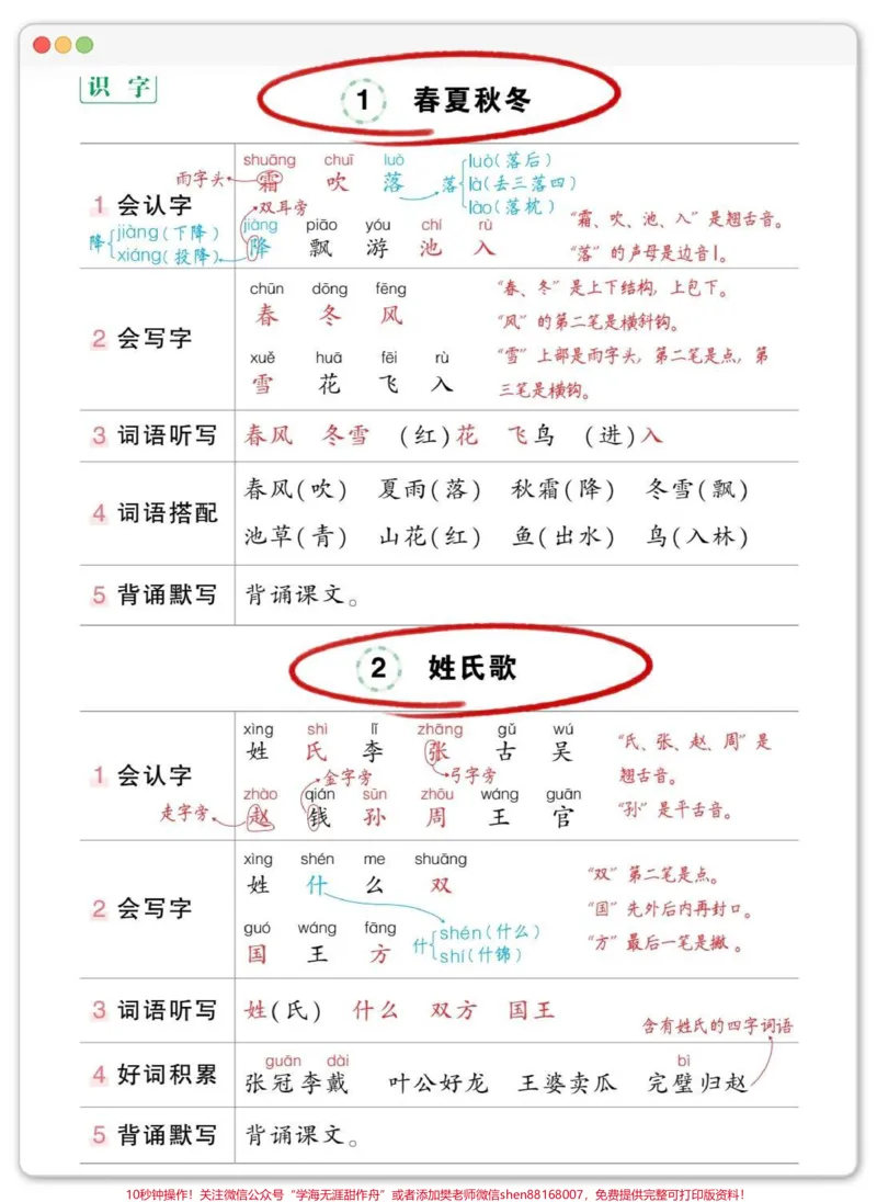 《一下语文每课重点。可以打印出来给孩子背一背读一读#一年级语文下册#学习资料分享#必考考点#知识点总结#家长收藏孩子受益》第2页预览