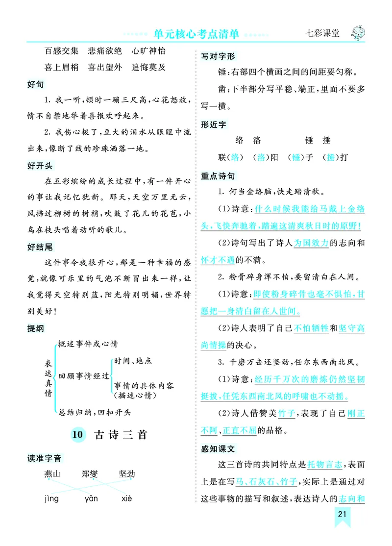 《第四单元核心考点清单》第1页预览