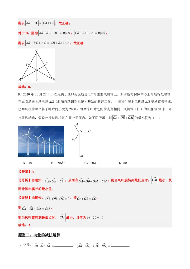 《6.2平面向量的加法、减法（解析版）(1)_2026版高中《二三轮复习+冲刺复习》_平面向量》第9页预览