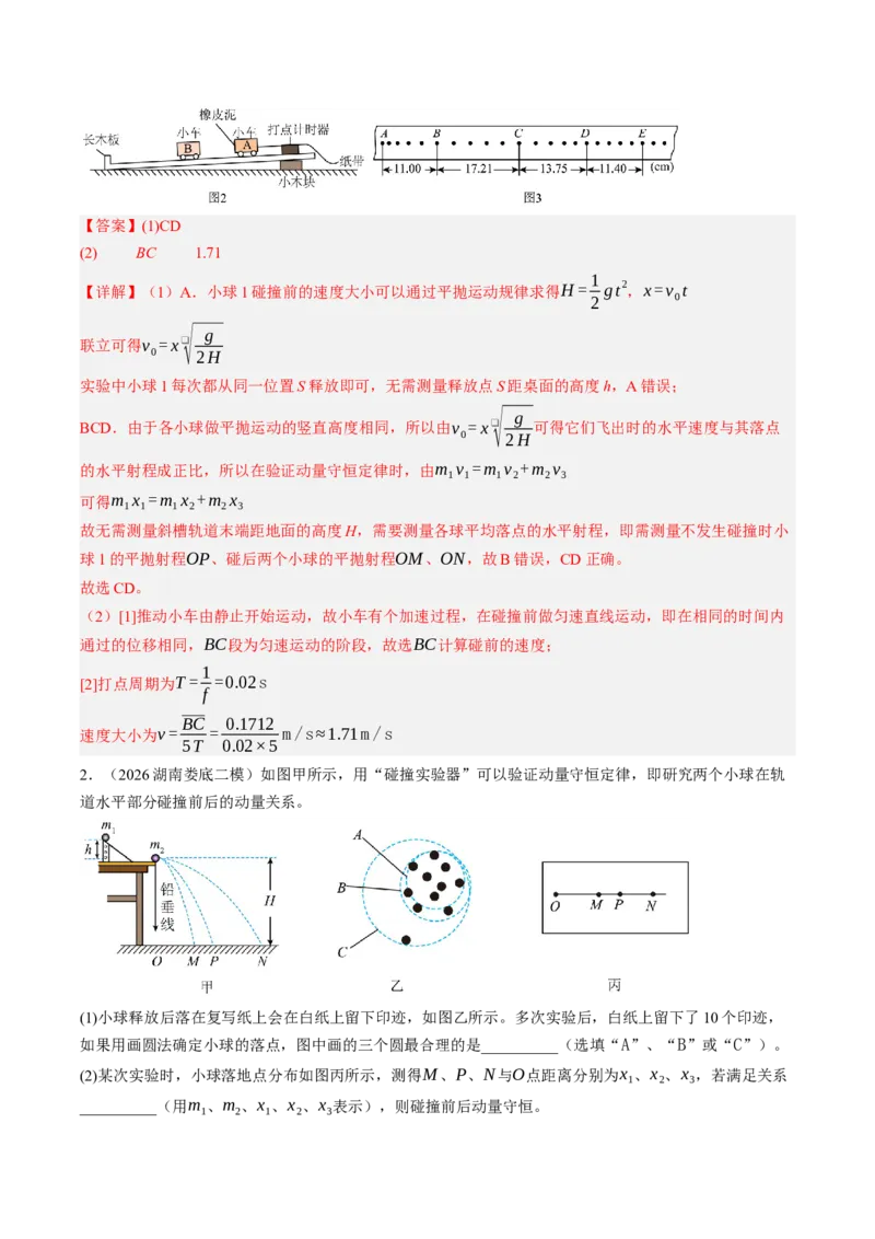 《第35讲实验：验证动量守恒定律（专项训练）（湖南专用）（教师版）_地理_2027年高考地理一轮_2027年高考物理一轮课件+讲义+练习（湖南专用）-G331_2027版》第2页预览