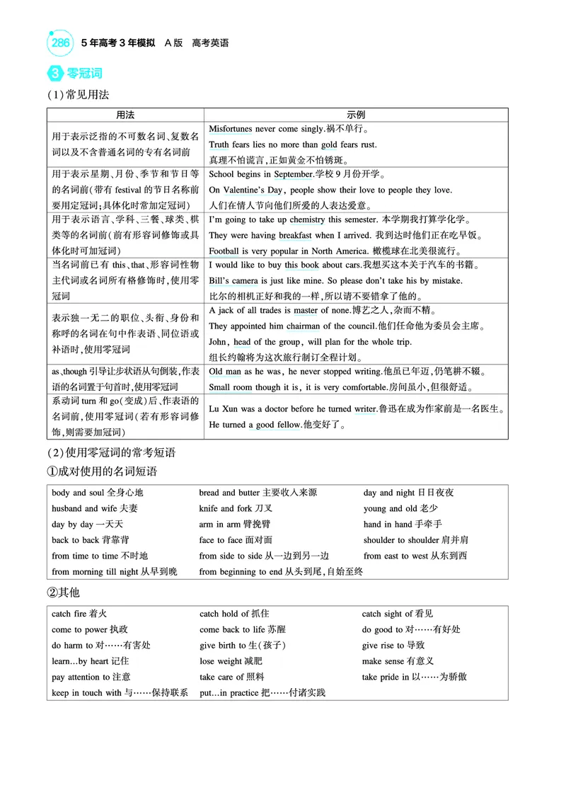《1_专题四_冠词、名词、代词（教参PDF）_2025版教学资源包_（总复习系列）2025版《5年高考3年模拟》新高考版A版（⭐全科）_2025版.新高考版.高考总复习.英语.5·3A版_语法册（含语法填空）》第4页预览