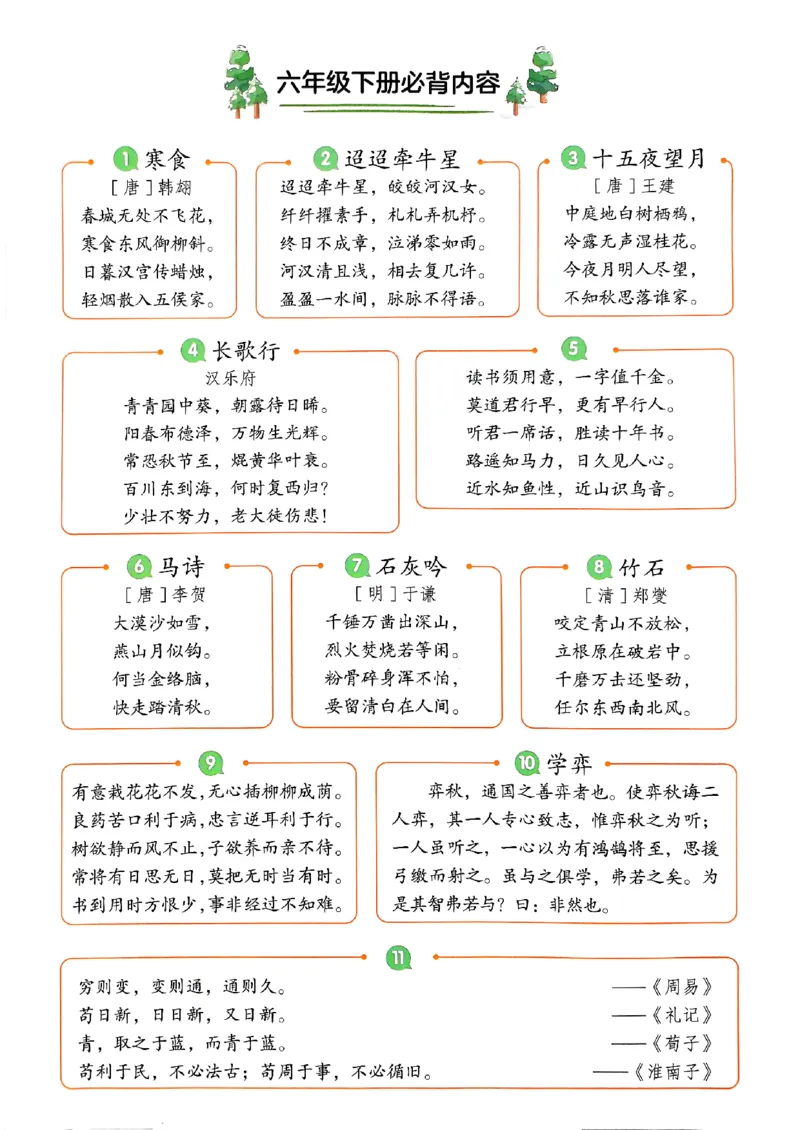 《六（下）语文《一本寒假衔接》必背内容_6年级下册同步教辅_6下-语文_六下语文重点必背资料》第1页预览