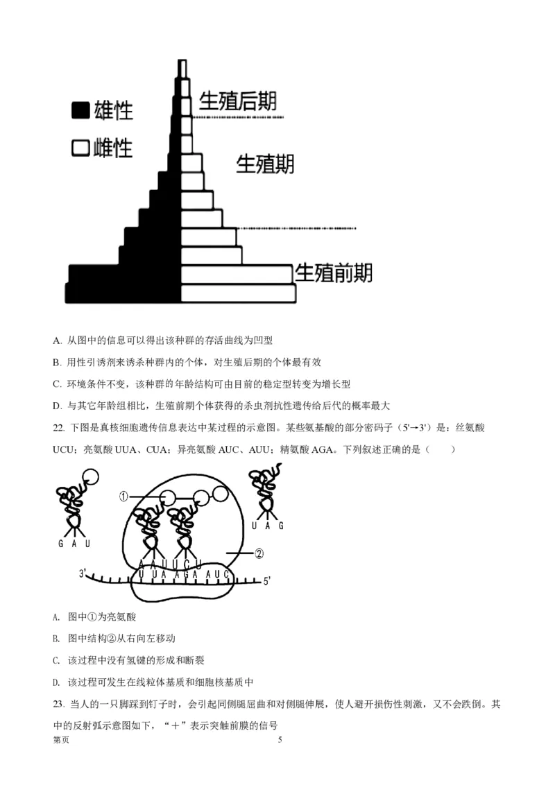 《2021年浙江省高考生物1月（原卷版）(1)_高考一二三轮复习_生物_2027年高考生物专项_2008年-2026年生物高考真题-G427_2008-2020年高考_地方卷_浙江高考生物08-21_A4word版_PDF版（赠送）》第5页预览
