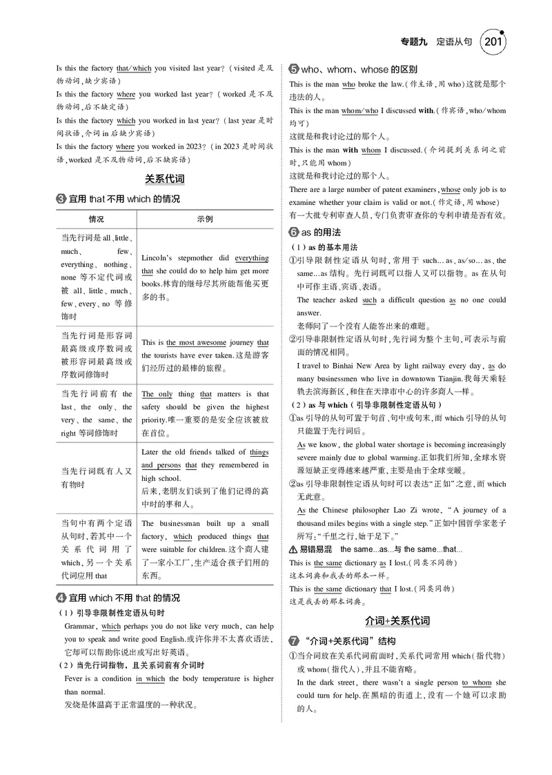 《1_专题九　定语从句_2025版教学资源包_（总复习系列）2025版《5年高考3年模拟》新高考版B版（⭐全科）_2025版.新高考新教材版.高考总复习.英语.5·3B版_语法册（含语法填空）》第2页预览