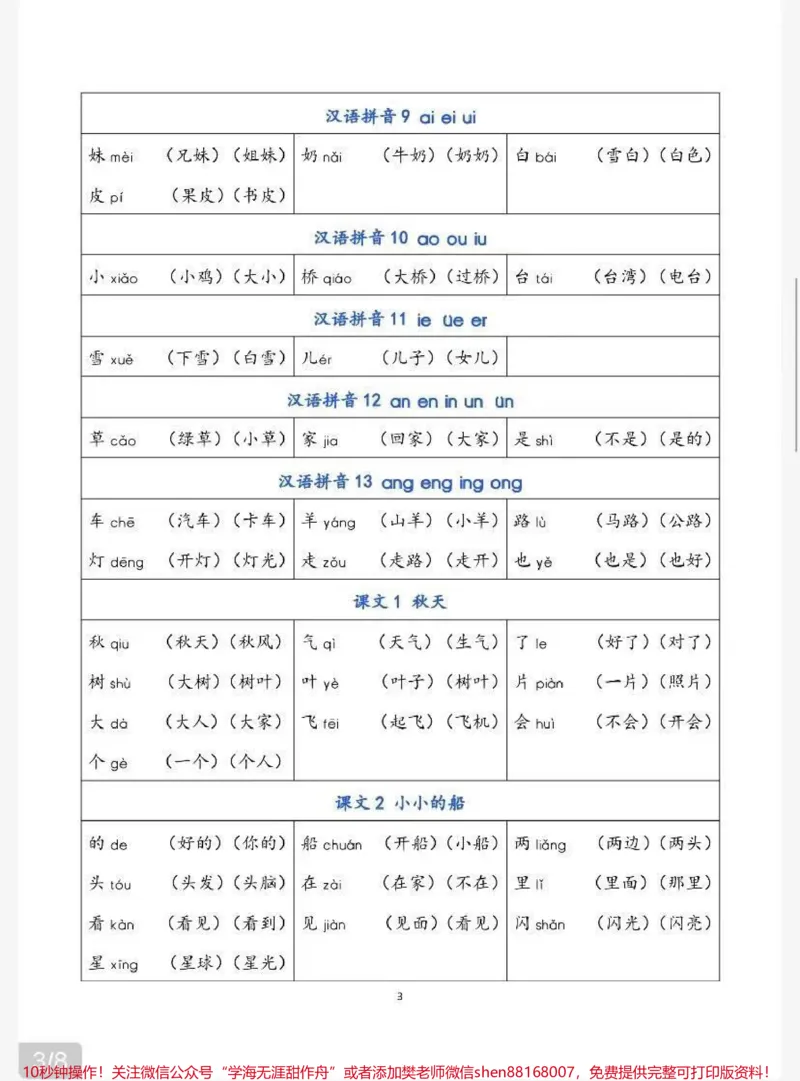 《一年级上册会认字及组词,家长收藏❤️孩子受益》第3页预览