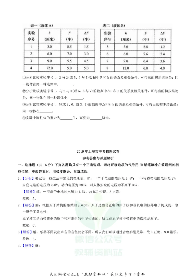 《2019上海市中考物理真题及答案_初高中资料库_初中资料库（转存避免链接过期失效）_初中物理》第6页预览