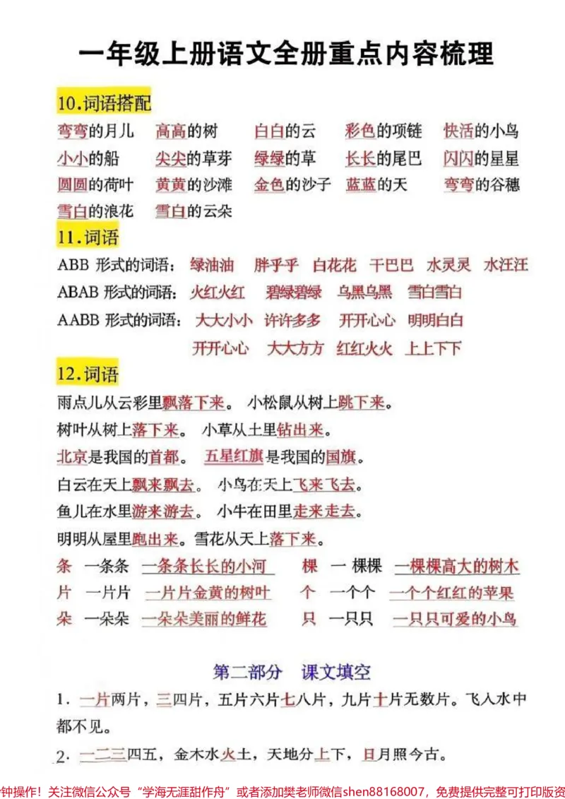 《#一年级语文#一年级重点知识归纳#一年级#电子版可打印#关注我持续更新小学知识》第3页预览