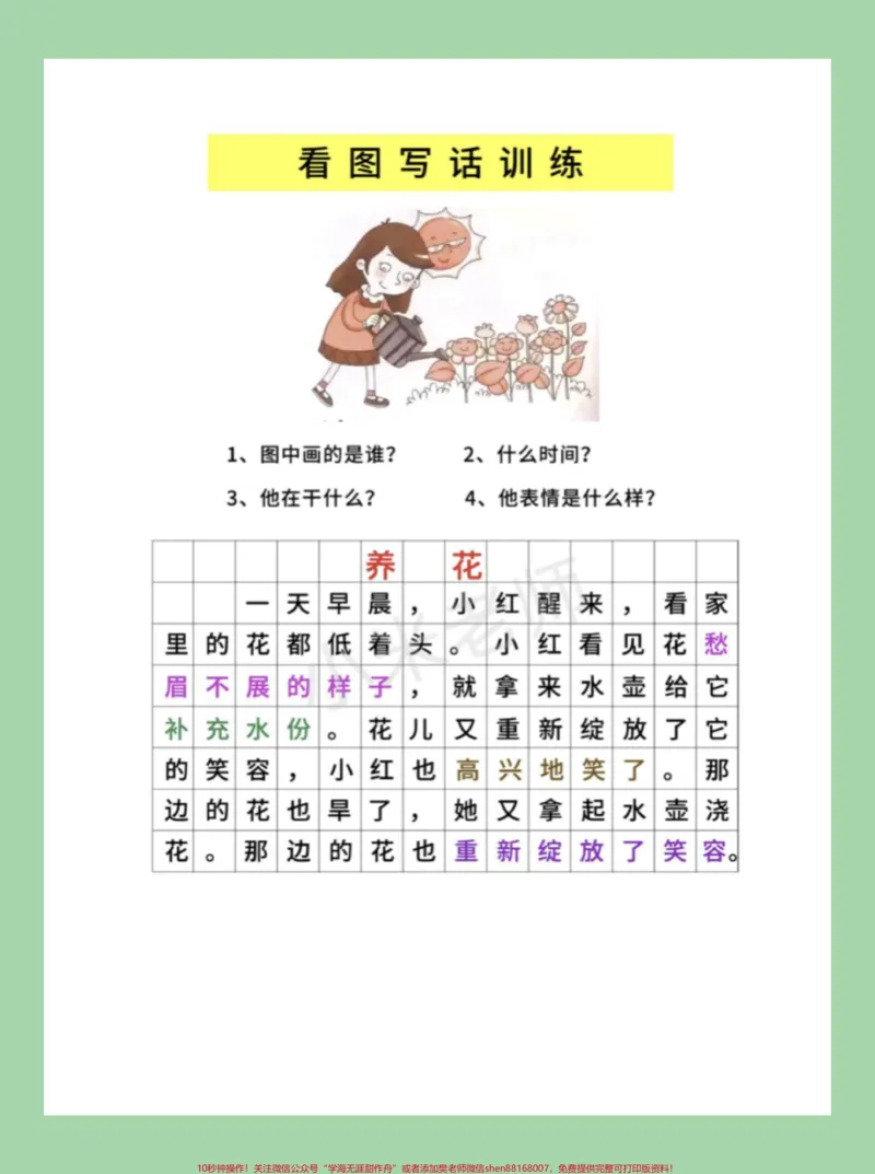 《#一年级#必考考点#看图写话#好好学习家长为孩子保存练习可打印》第3页预览