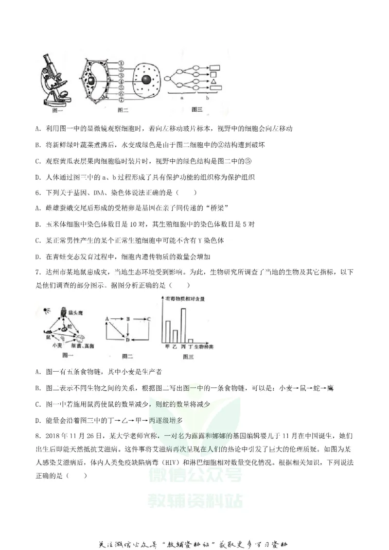 《2019四川省达州市中考生物真题及答案_初高中资料库_初中资料库（转存避免链接过期失效）_初中生物》第2页预览