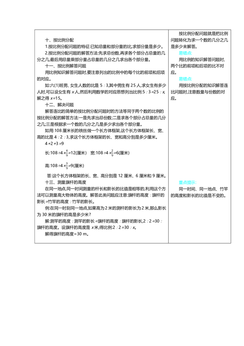 《六（上）冀教版数学知识重点汇总_6年级上册同步教辅_6上数学_六上数学各版本知识汇总》第5页预览
