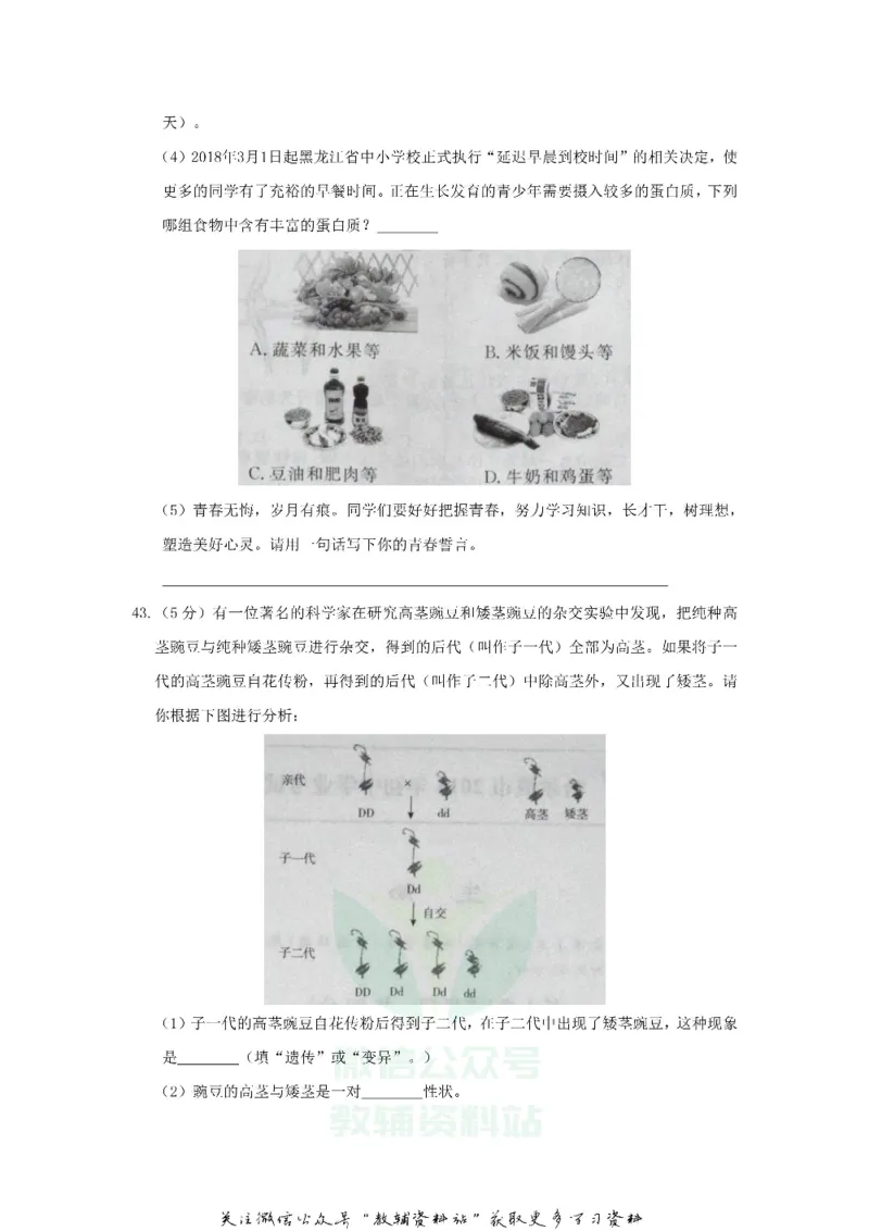 《2018黑龙江省哈尔滨市中考生物试题及答案_初高中资料库_初中资料库（转存避免链接过期失效）_初中生物》第8页预览