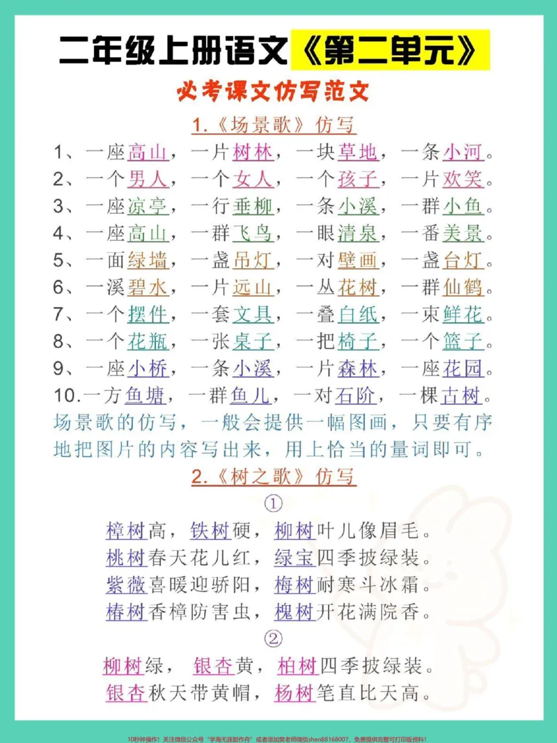 《一升二语文第二单元仿写。#一升二#词语积累#语文#二年级语文上册#仿写句子》第2页预览