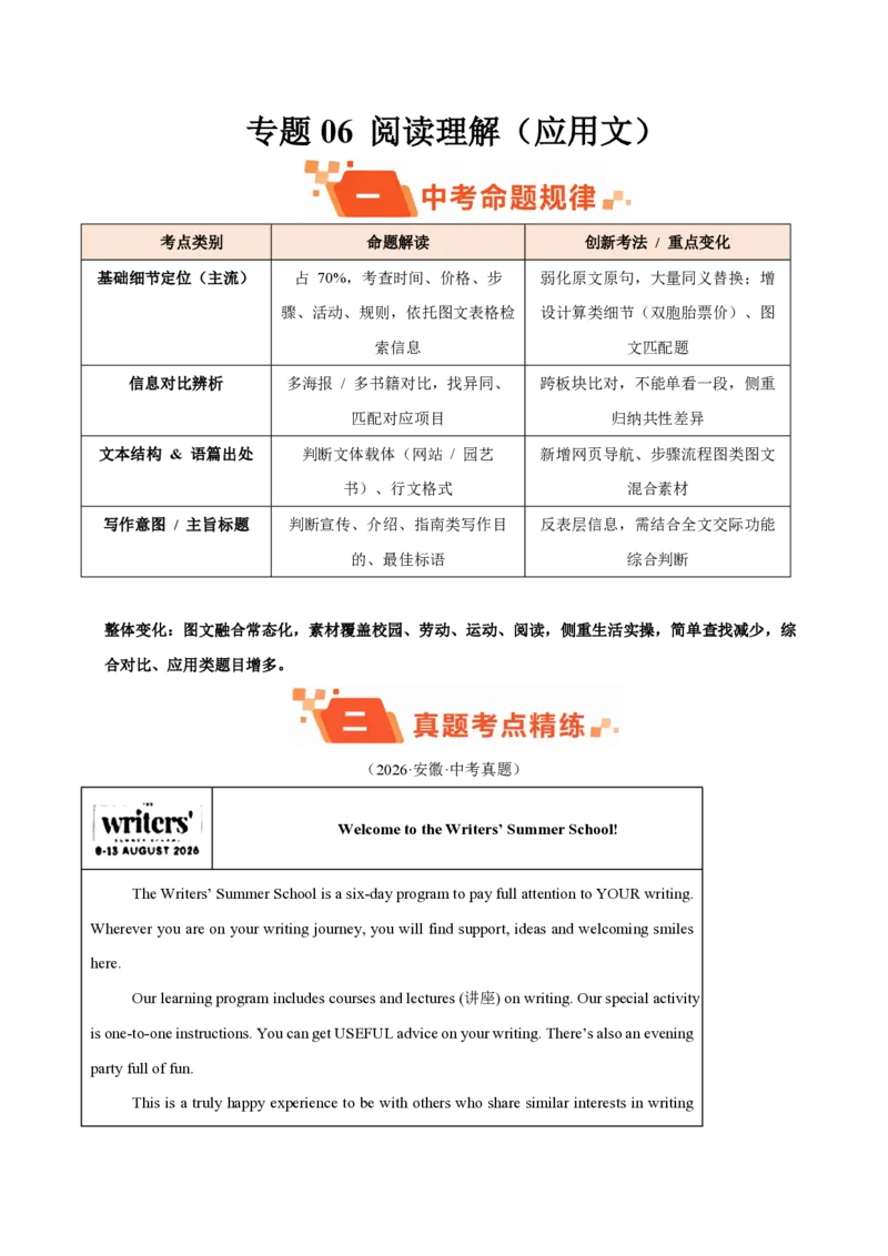 《专题06阅读理解（应用文）（1年汇编）（全国通用01期）（原卷版）_2026秋初中教辅合集_2027学科网&_2027好题汇编2026年中考英语真题分类汇编（全国通用）》第1页预览