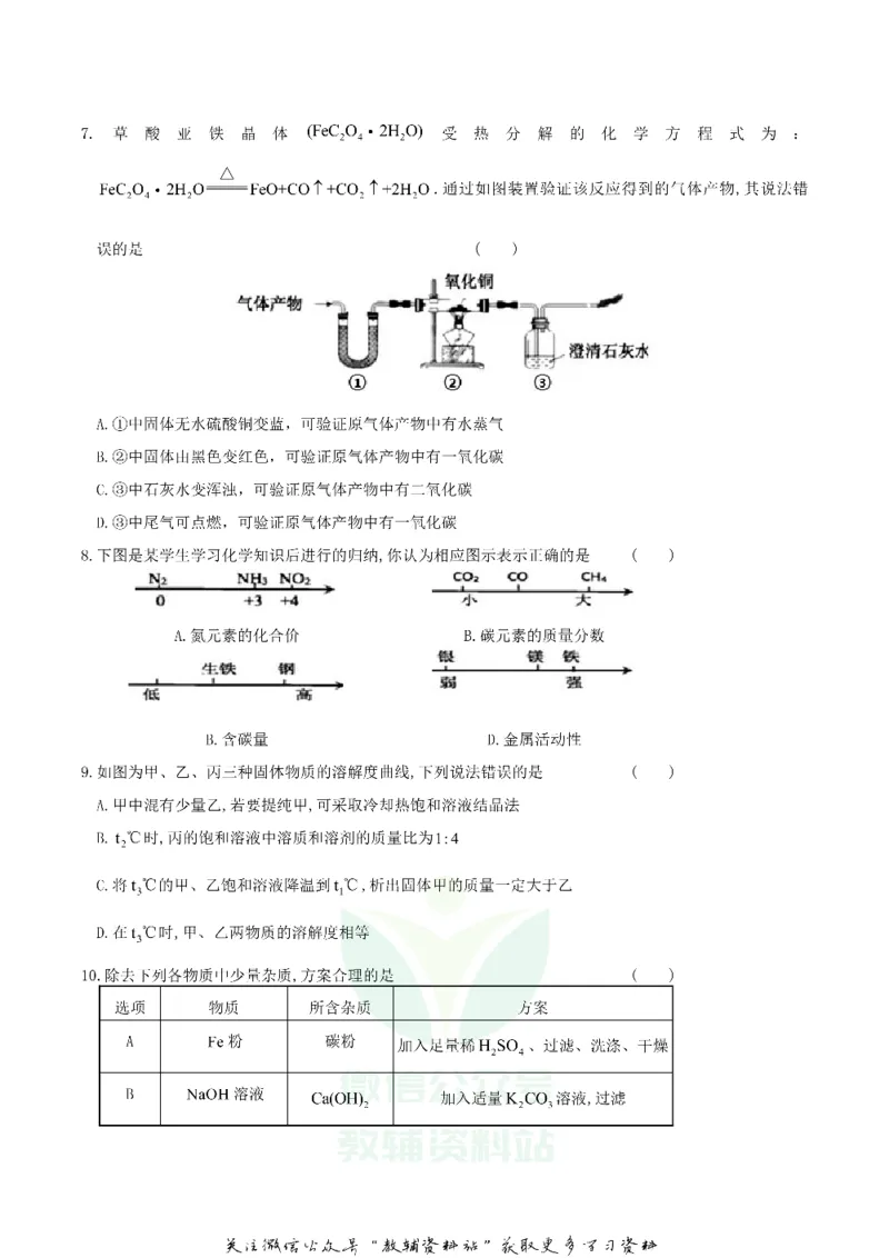 《2019湖北省咸宁市中考化学真题及答案_初高中资料库_初中资料库（转存避免链接过期失效）_初中化学》第2页预览
