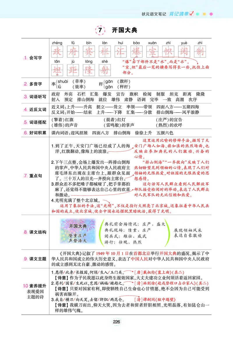 《六年级状元语文笔记（背记清单）》第7页预览