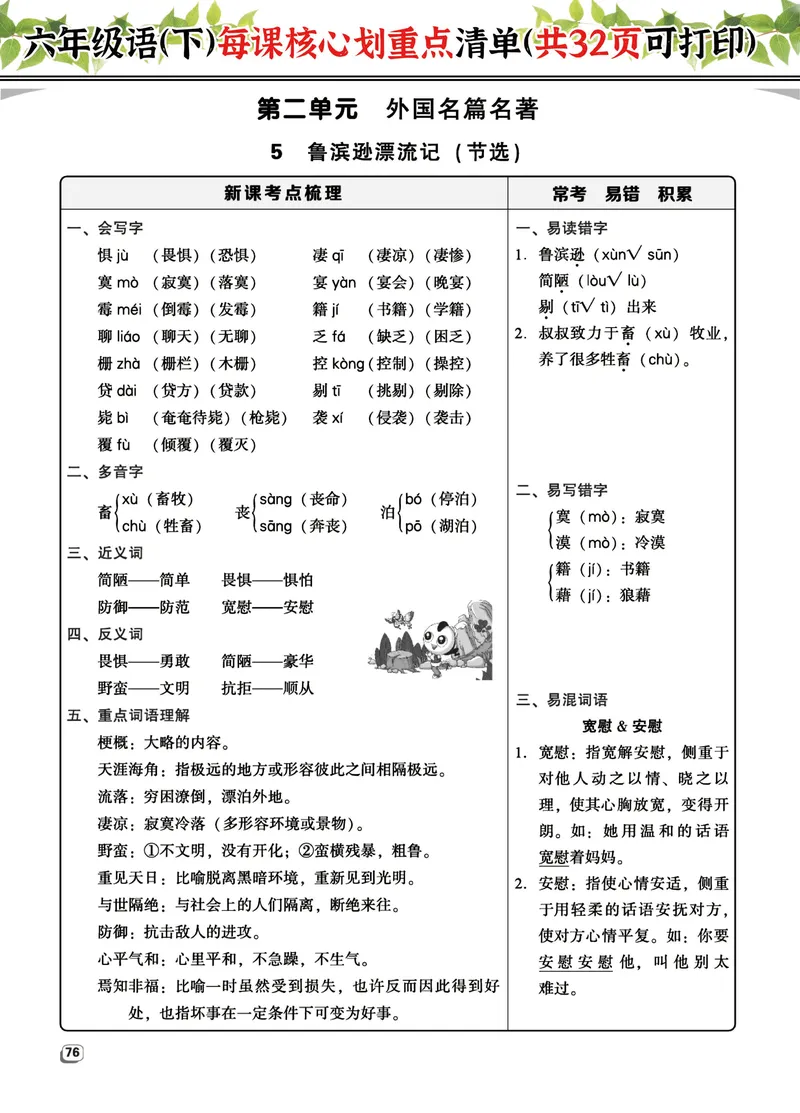 《六（下）语文每课核心划重点清单：共32页囊括所有的考点_6年级下册同步教辅_6下-语文_六下语文重点必背资料》第8页预览