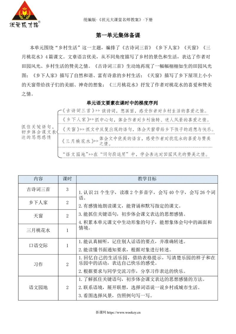 《1古诗词三首新学习单教案_26春小学语数英道科各版本《课件+教案》_26春1-6年级下册语文教案课件_语文《状元大课堂课件+教案》26春_4年级语文《状元大课堂课件+教案》26春》第1页预览