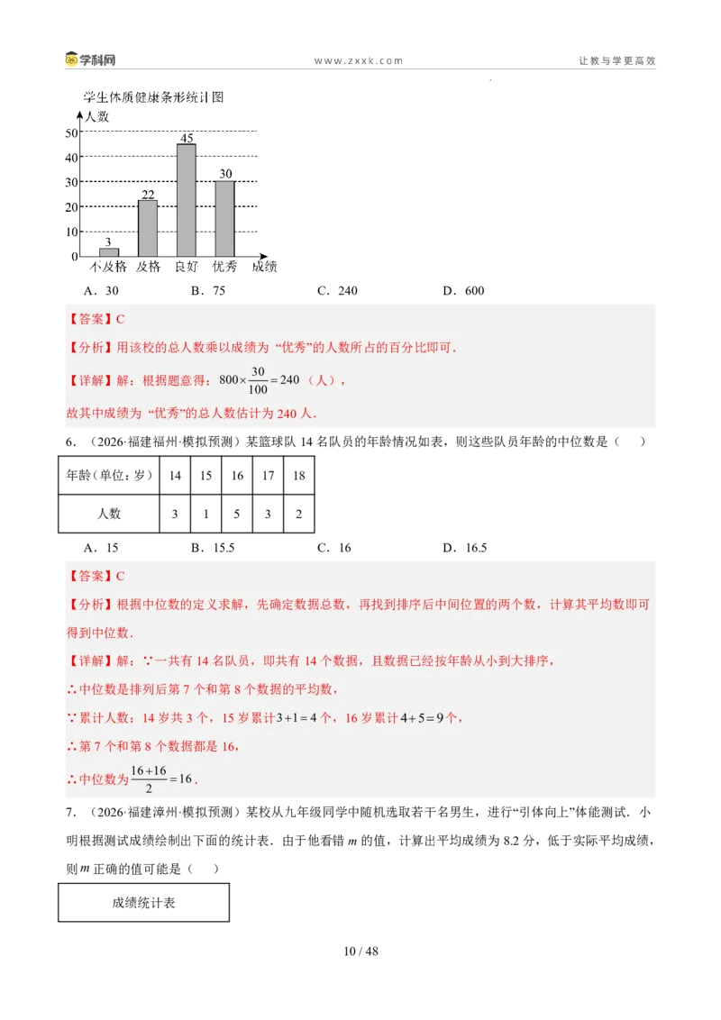 《专题13统计（5年汇编）（福建专用）（解析版）_2026秋初中教辅合集_2027学科网&_2027新好题汇编_2027新好题汇编2022-2026年中考数学真题分类汇编（福建专用）》第10页预览