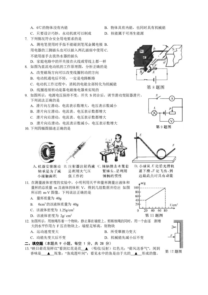 《2019年江苏省扬州市中考物理试题（word版含答案）#_初高中资料库_初中资料库（转存避免链接过期失效）_初中物理》第2页预览