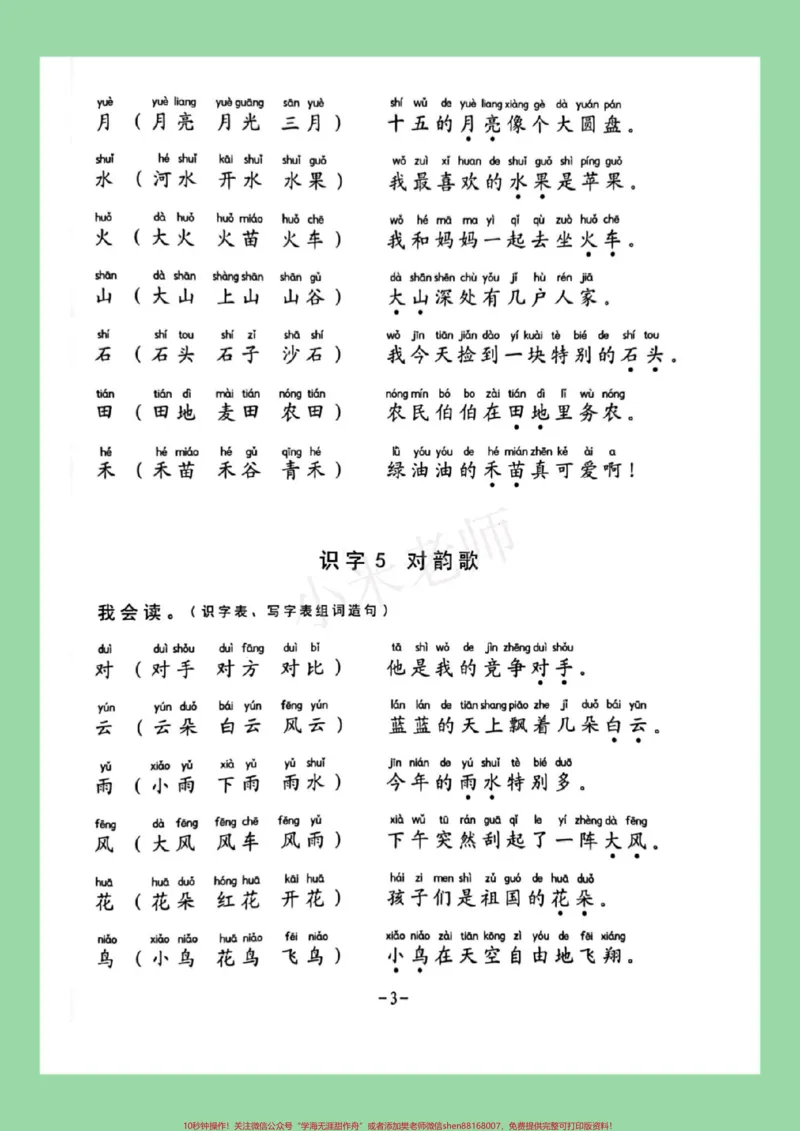 《#家长收藏孩子受益#一年级#语文#必考考点#生字组词造句》第4页预览