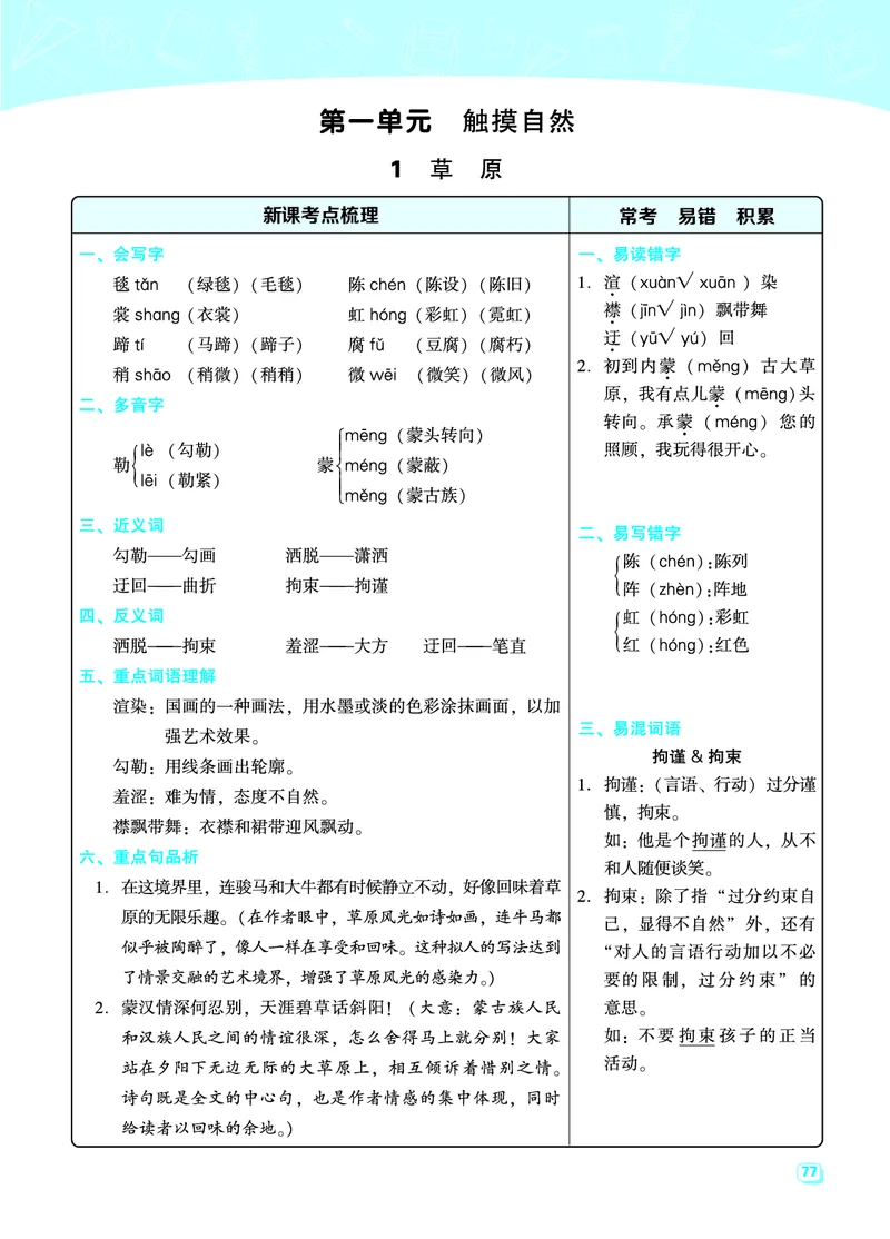 《六（上）语文名师规划每一课重考点梳理（全册）(1)_6年级上册同步教辅_6上语文_六上语文核心考点》第1页预览