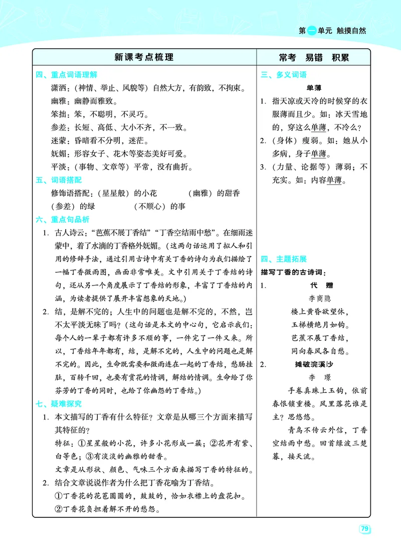 《六（上）语文名师规划每一课重考点梳理（全册）(1)_6年级上册同步教辅_6上语文_六上语文核心考点》第3页预览