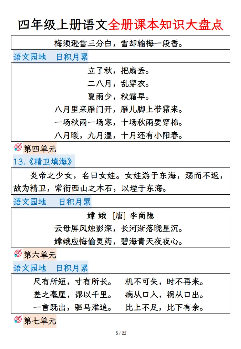《四年级上册语文课本知识大盘点_4年级上册同步教辅_4上-语文_四上语文重点必背》第5页预览