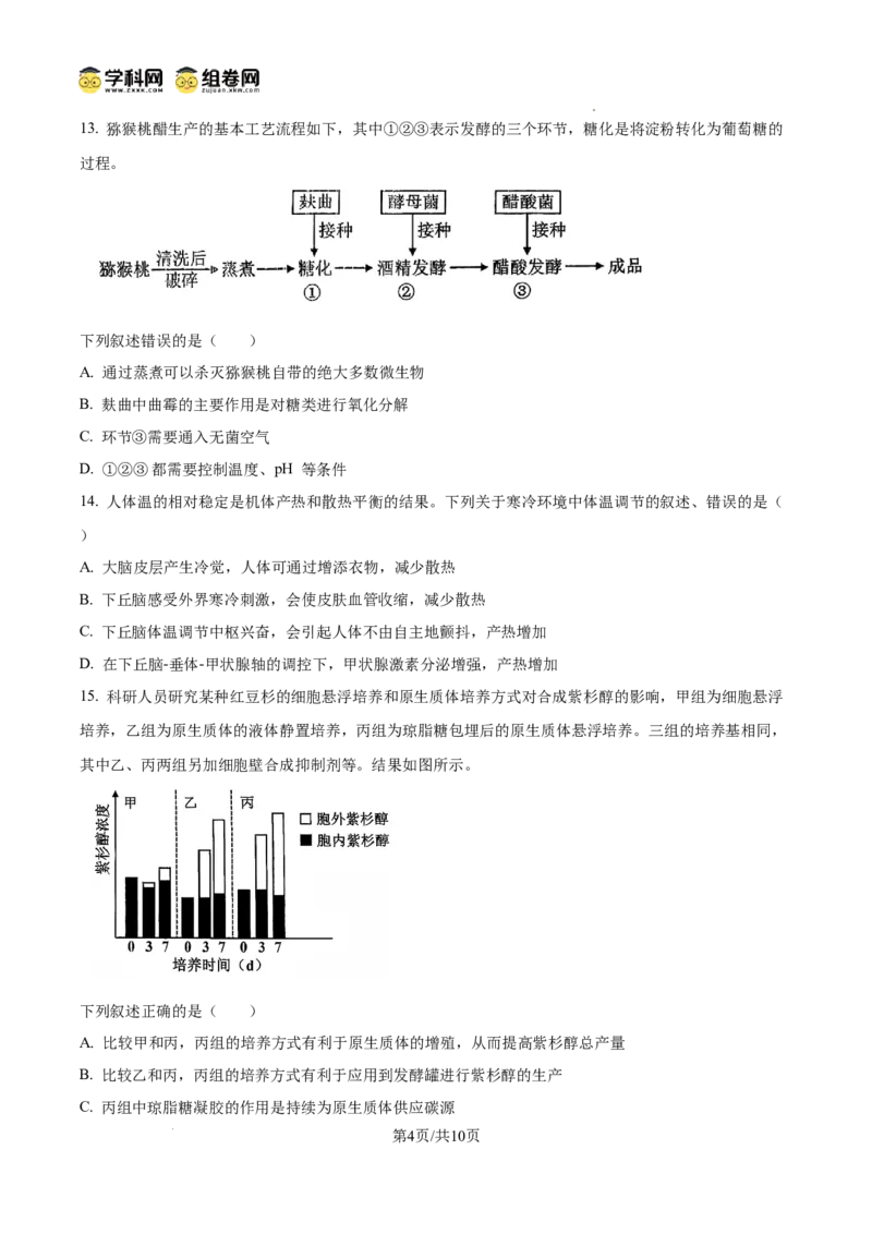 《2025年6月浙江省普通高校招生选考高中生物(原卷版)(1)_高考一二三轮复习_生物_2027年高考生物专项_2008年-2026年生物高考真题-G427_2025年高考》第4页预览