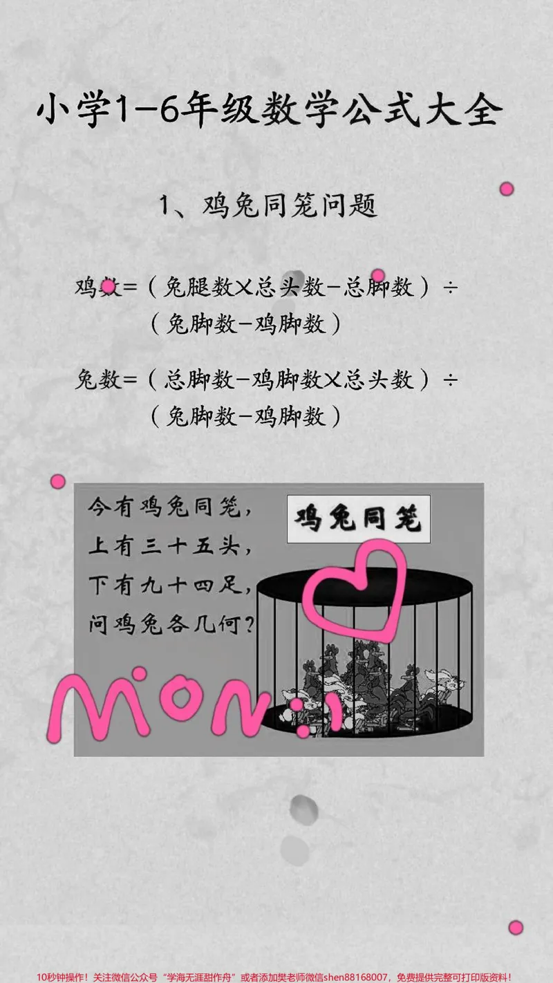 《1-6年级公式大全归纳总结！#每天学习一点点#小学数学#涨知识#知识点总结#知识分享》第1页预览