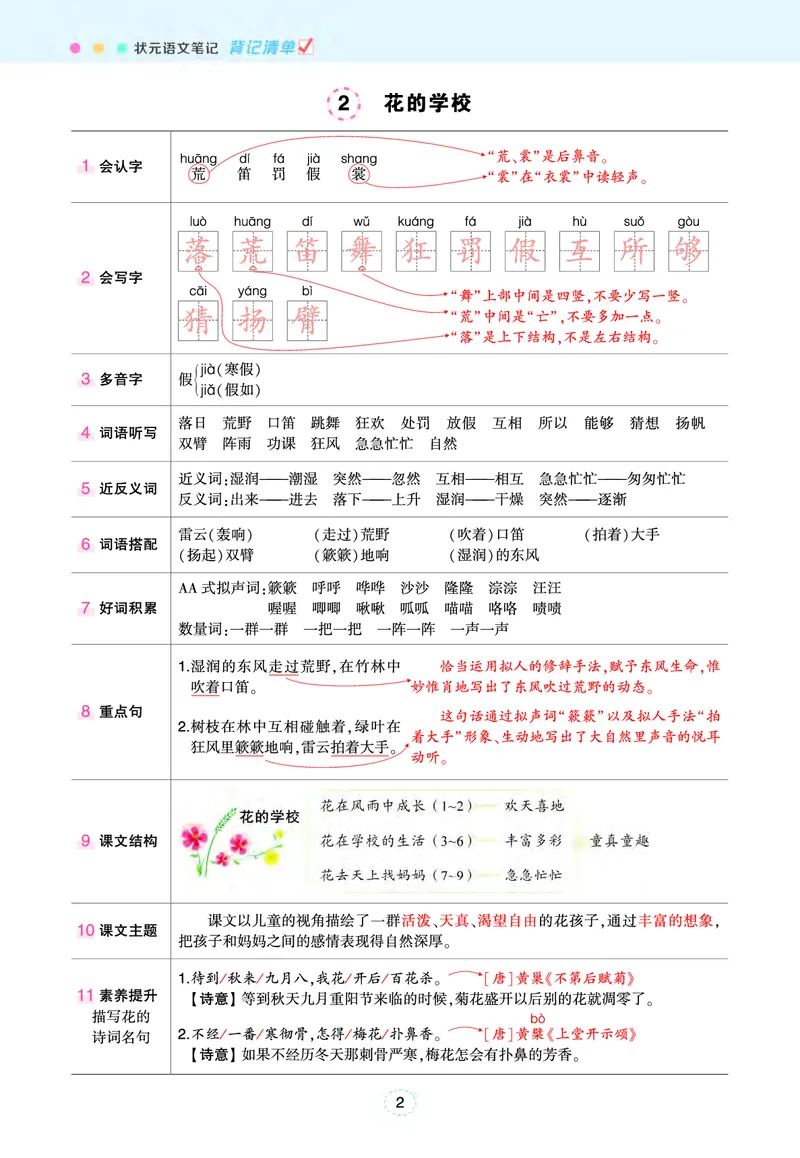 《三年级状元语文笔记（背记清单）》第3页预览