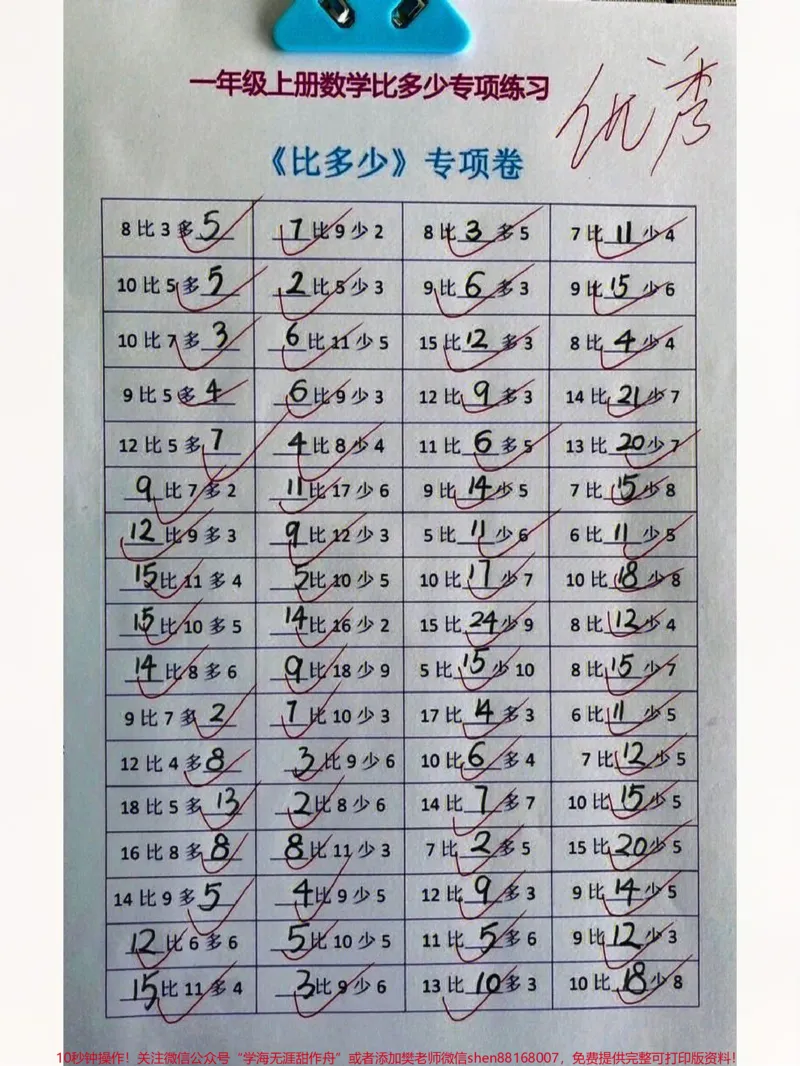 《一年级上册数学比大小及看图列式计算练习#知识点总结#学习#一年级数学》第1页预览