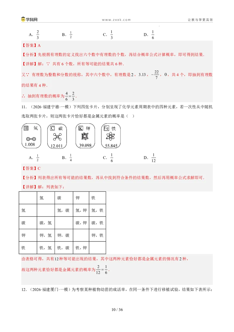 《专题14概率（5年汇编）（福建专用）（解析版）_2026秋初中教辅合集_2027学科网&_2027新好题汇编_2027新好题汇编2022-2026年中考数学真题分类汇编（福建专用）》第10页预览