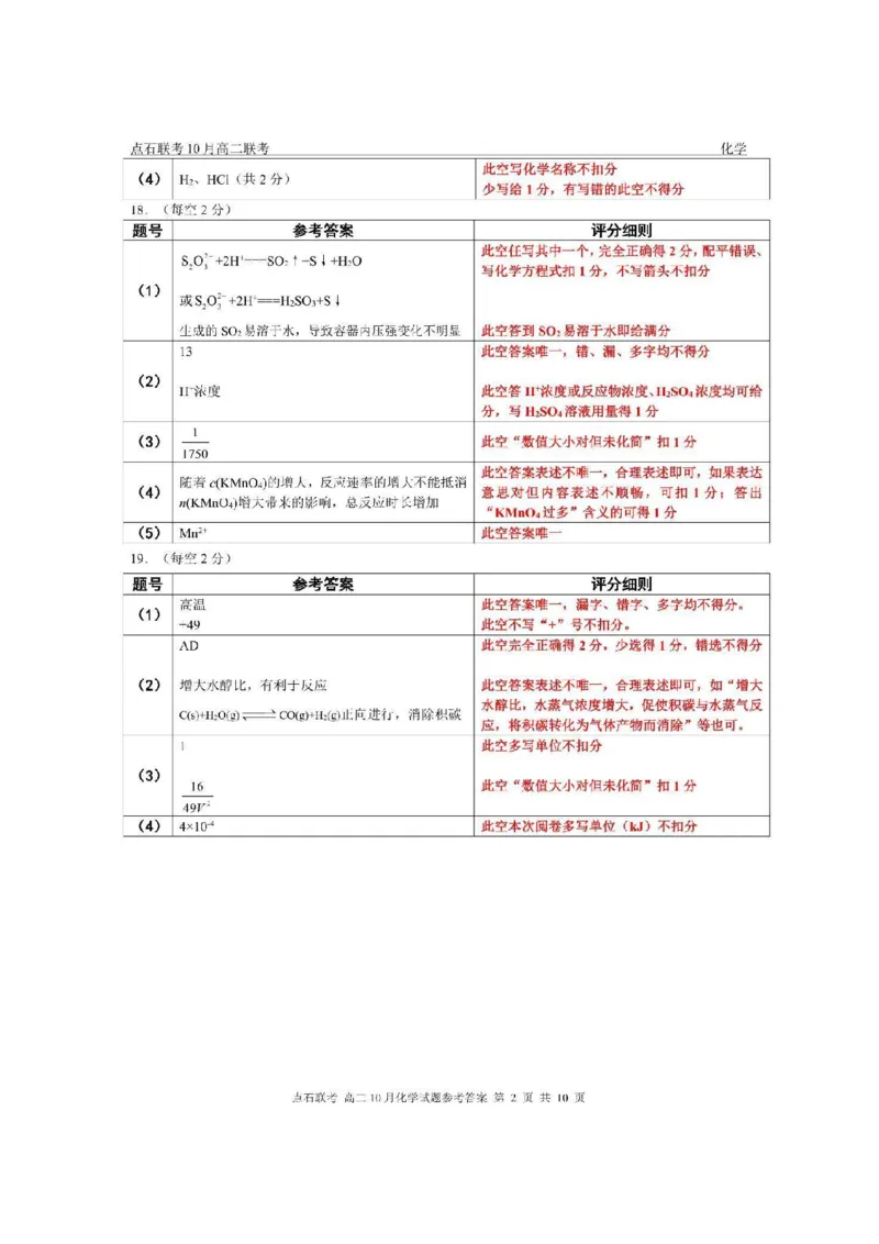 《2025-2026点石联考高二10月月考化学答案_10.2_25-26学年点石联考高二10月月考全科试卷及答案_25-26学年点石联考高二10月月考全科试卷及答案_25-26学年点石联考高二10月月考全科试卷及答案》第2页预览