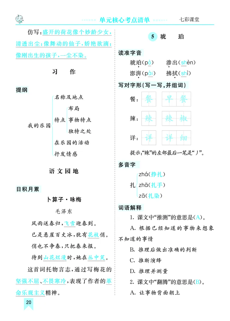 《第二单元核心考点清单》第1页预览